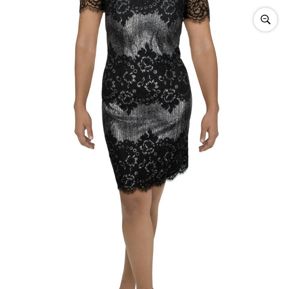 Kensie Black Lace & Metallic Sheath Dress